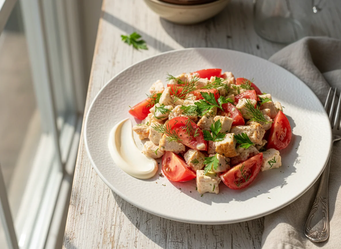 Салат с курицей и помидорами photo