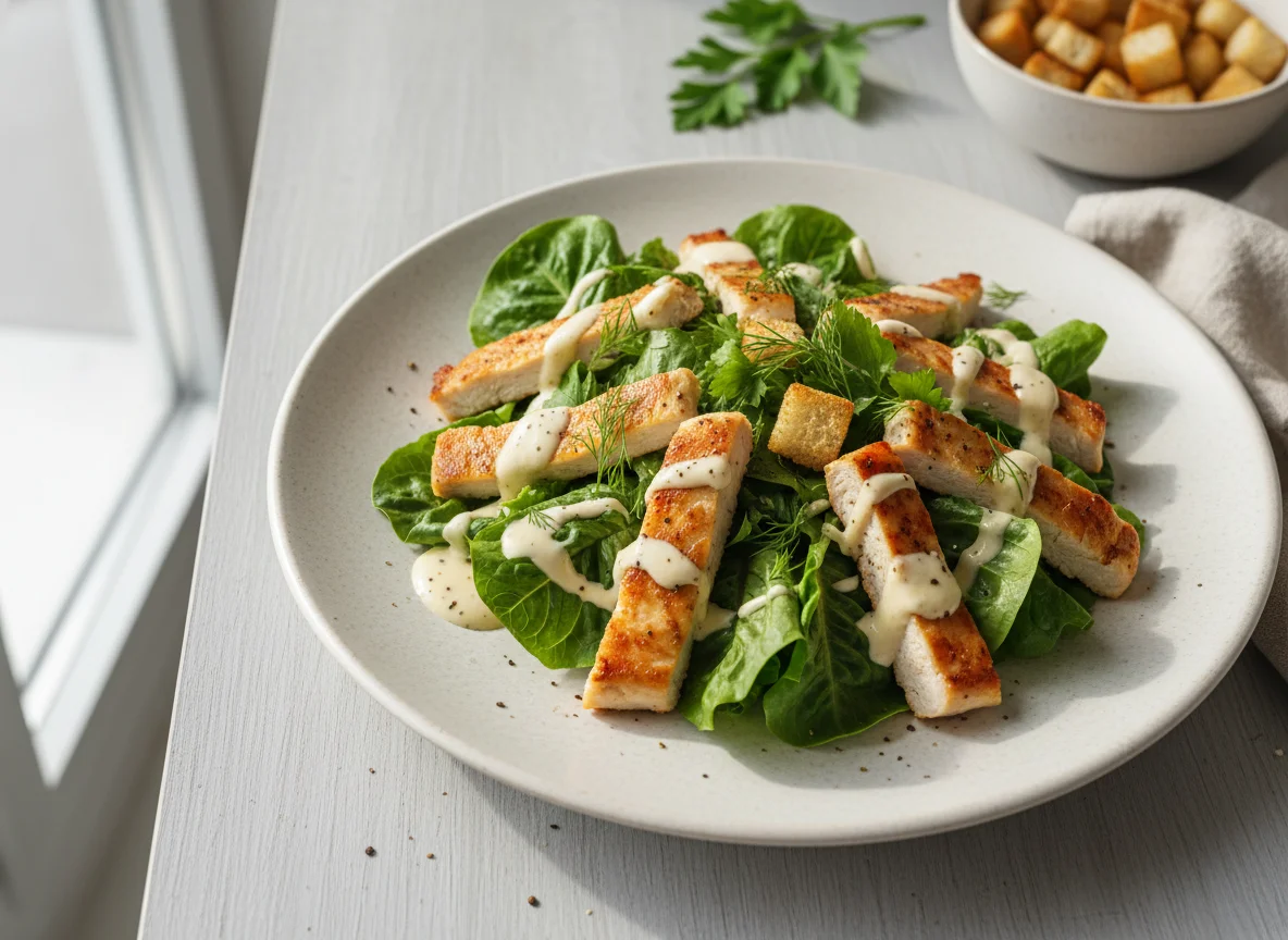 Салат с курицей и сливочным соусом photo