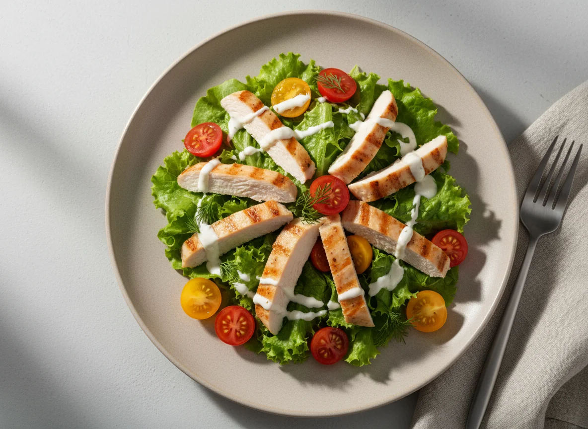 Салат с курицей и соусом photo