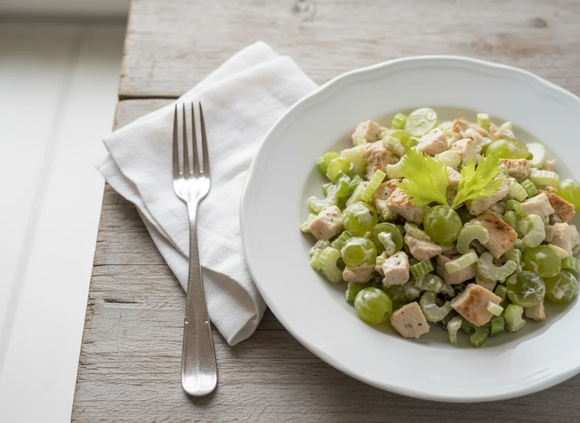 Салат с курицей, сельдереем и виноградом photo