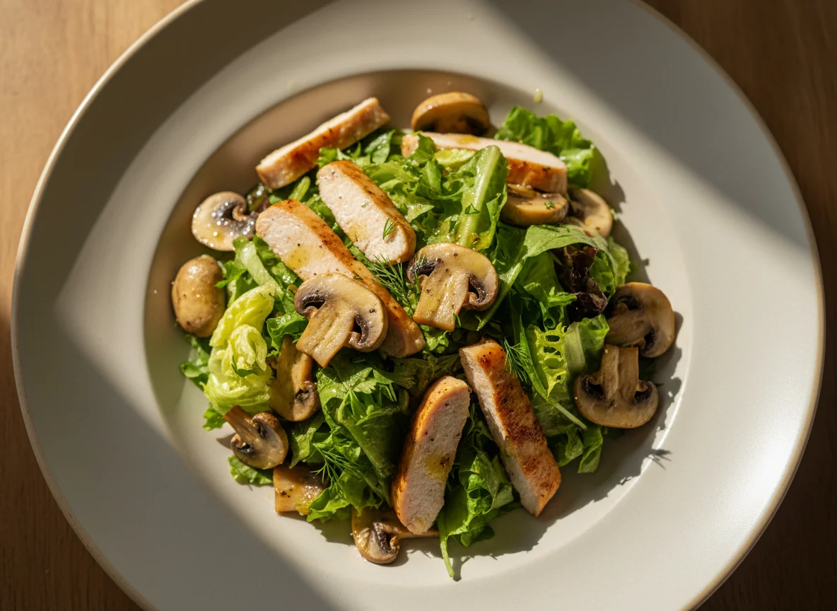 Салат с куриной грудкой и грибами photo