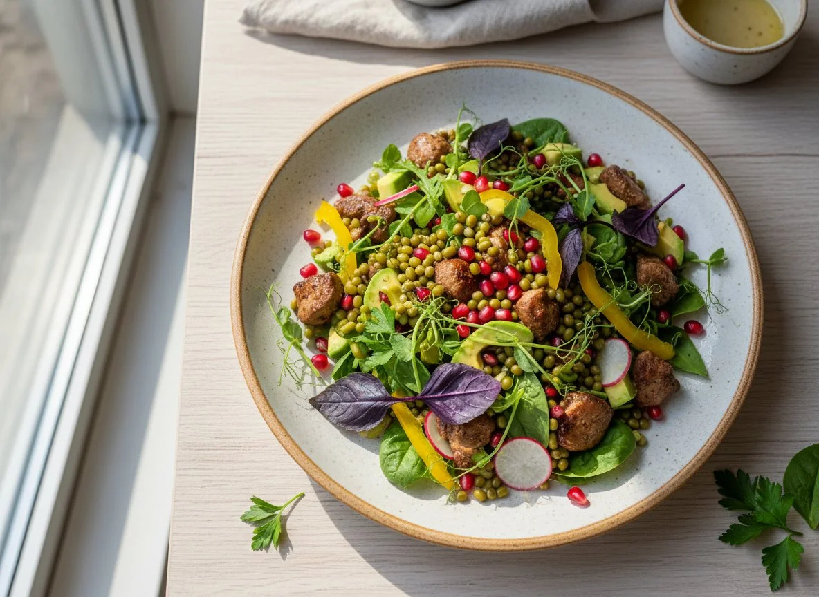 Салат с куриной печенью и бобовыми photo