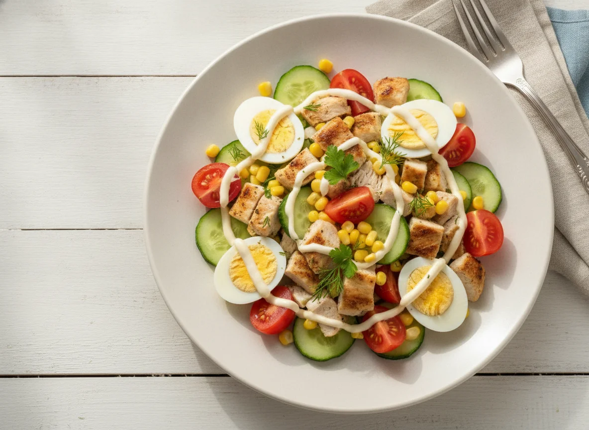 Салат с куриным филе и овощами photo