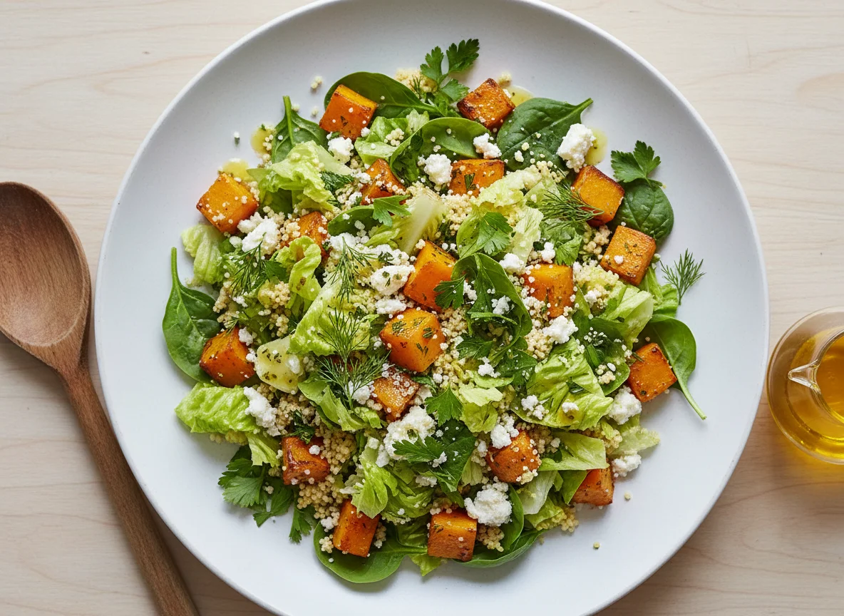 Салат с кускусом, тыквой и зеленью photo