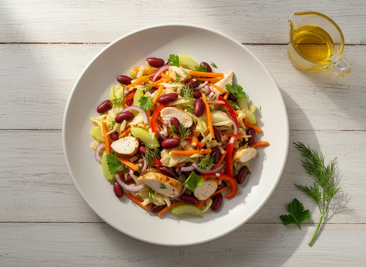 Салат с квашеной капустой и фасолью photo