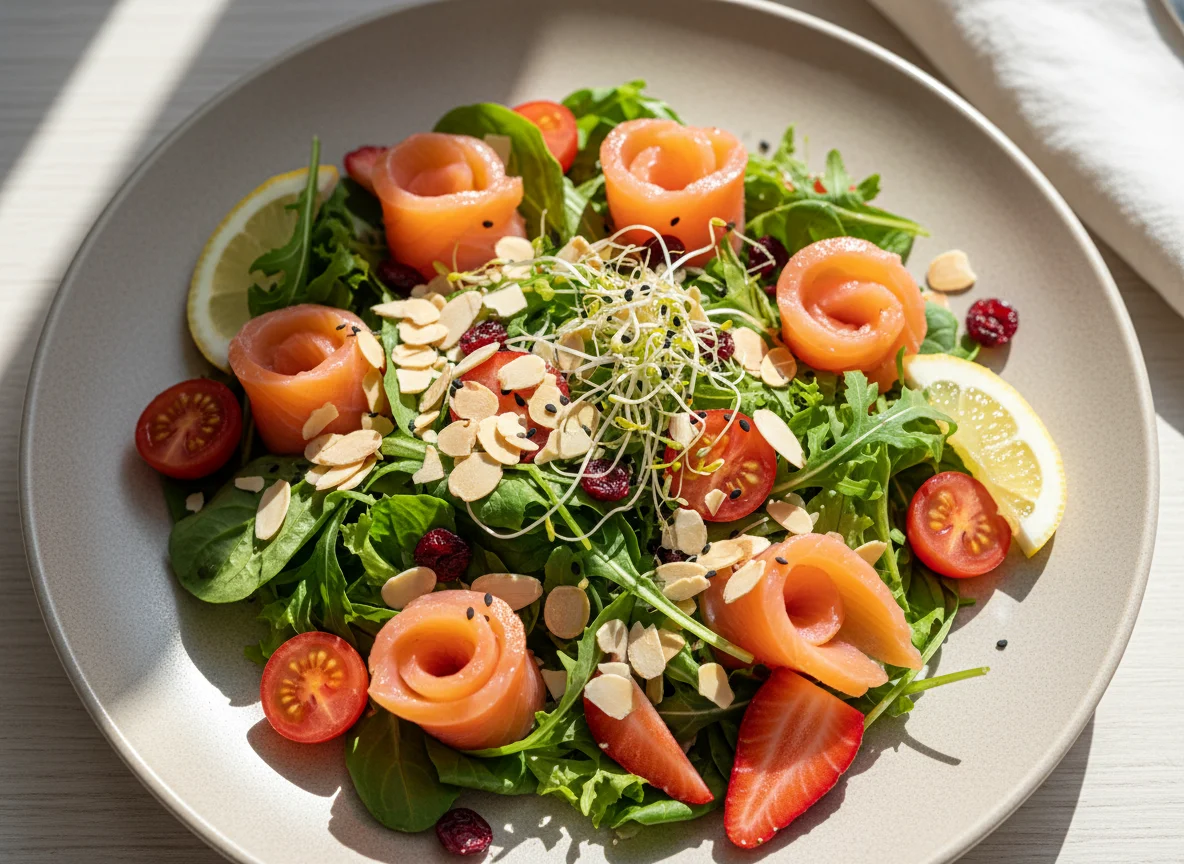 Салат с лососем и ягодами photo