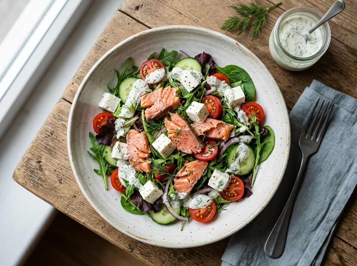 Салат с лососем и фетой photo