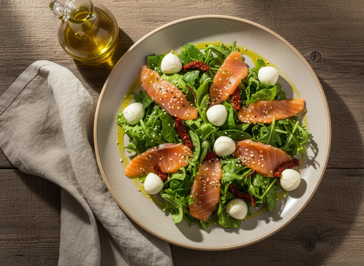 Салат с лососем и моцареллой photo