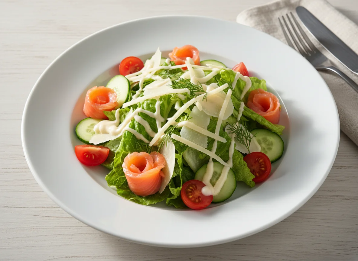 Салат с лососем и пармезаном photo