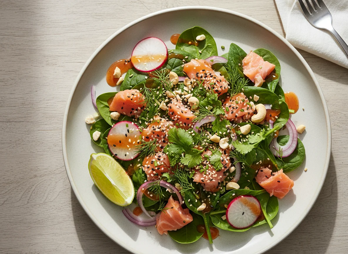 Салат с лососем и редисом photo