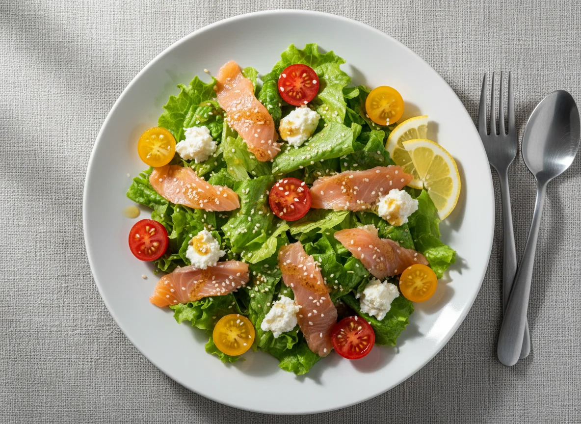 Салат с лососем и сыром photo