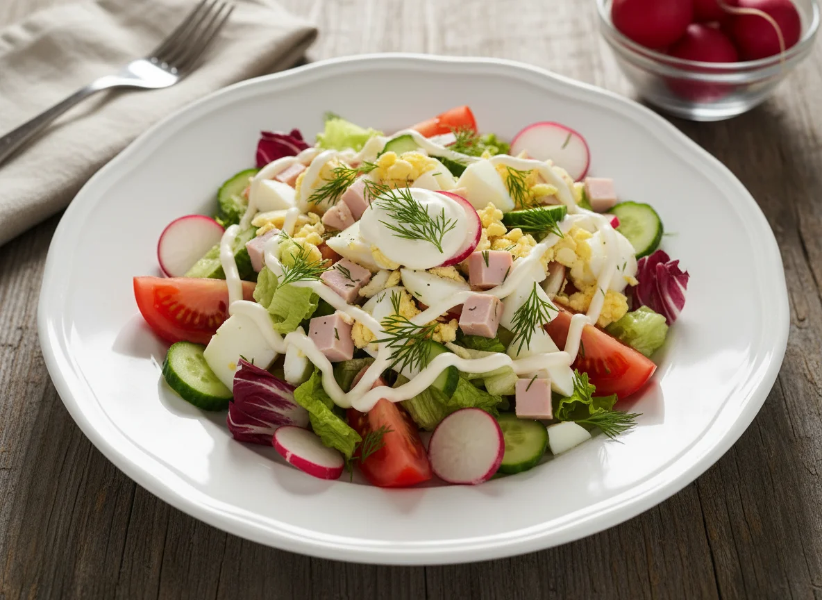 Салат с майонезом и яйцом photo