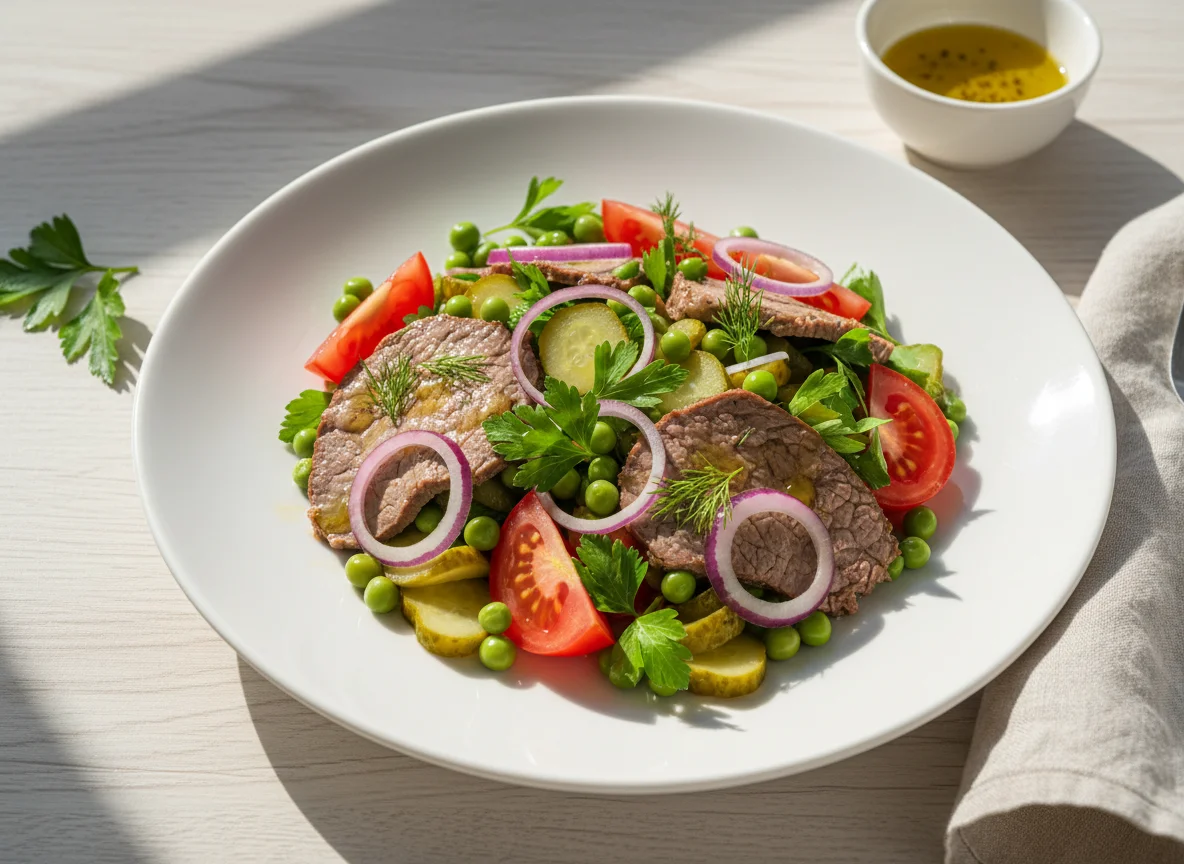 Салат с мясом и овощами photo