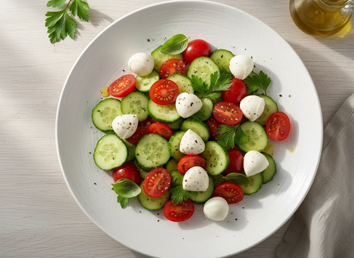 Салат с моцареллой и овощами photo