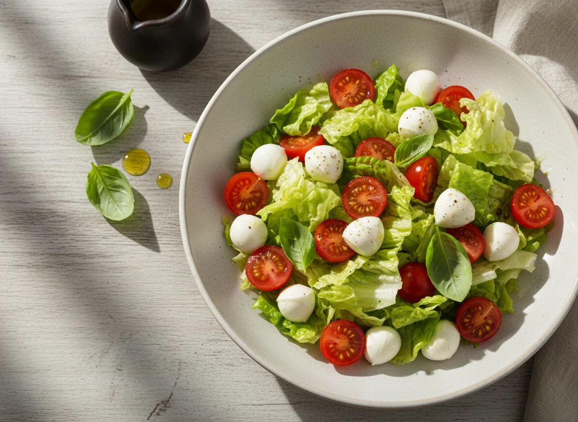 Салат с моцареллой и помидорами photo