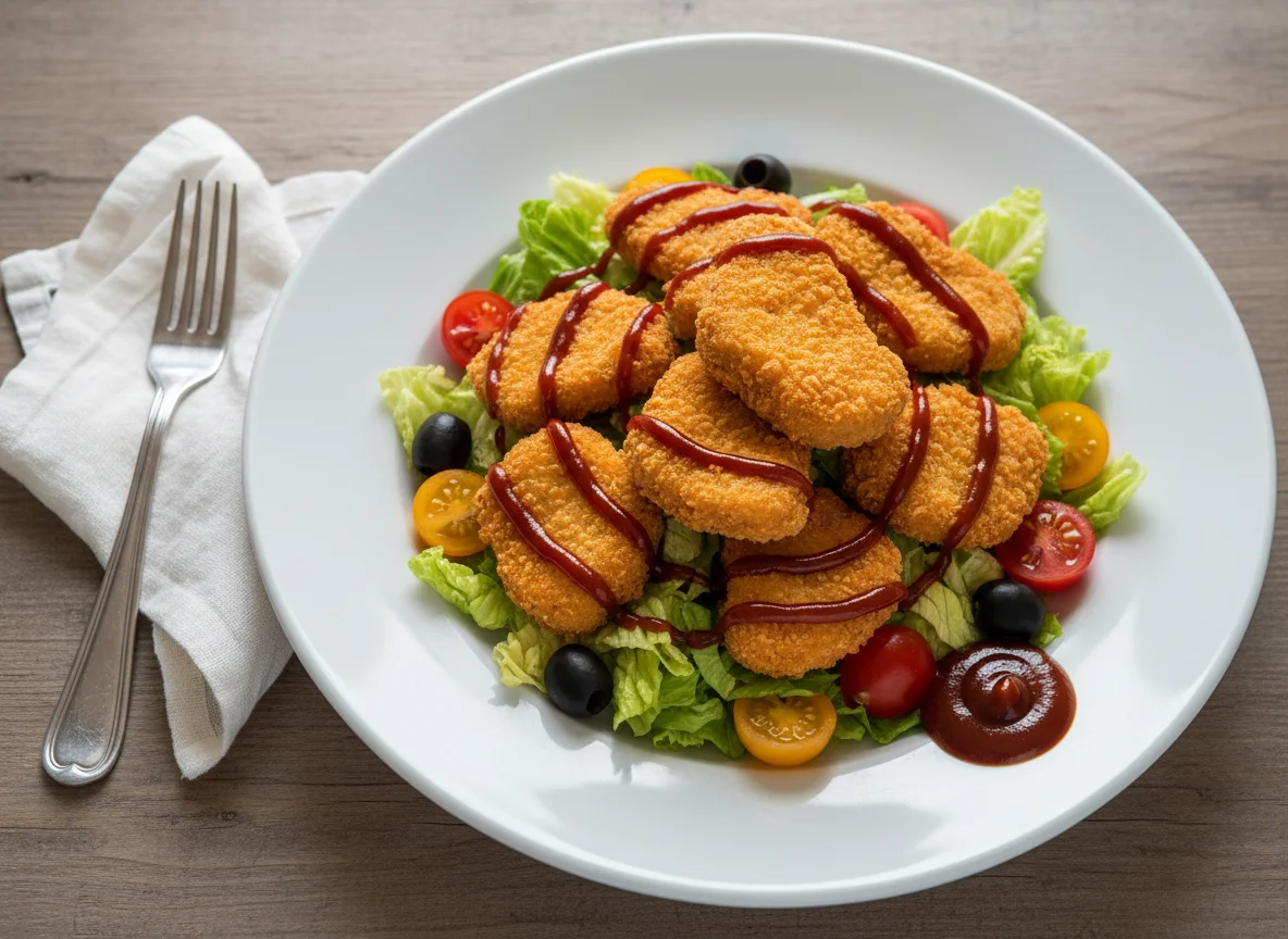 Салат с наггетсами и соусом photo