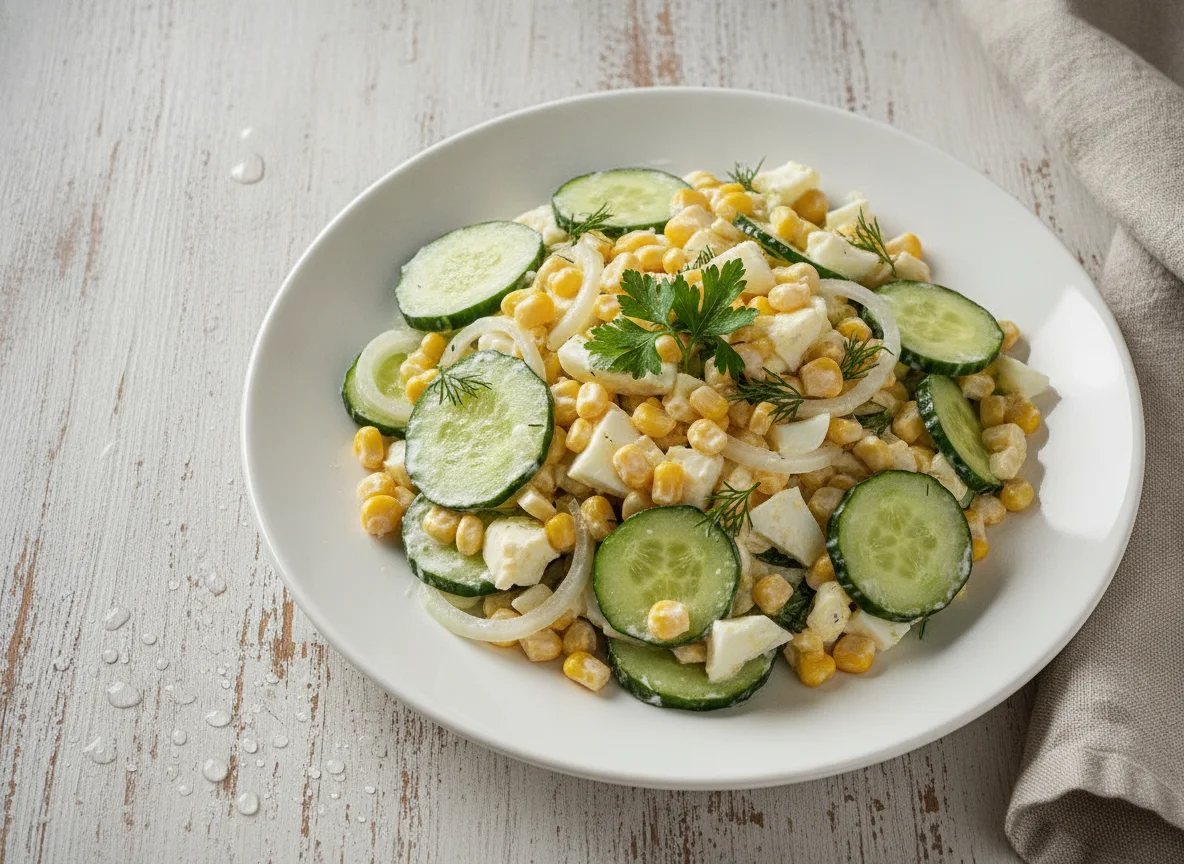 Салат с огурцом, кукурузой и яйцом photo