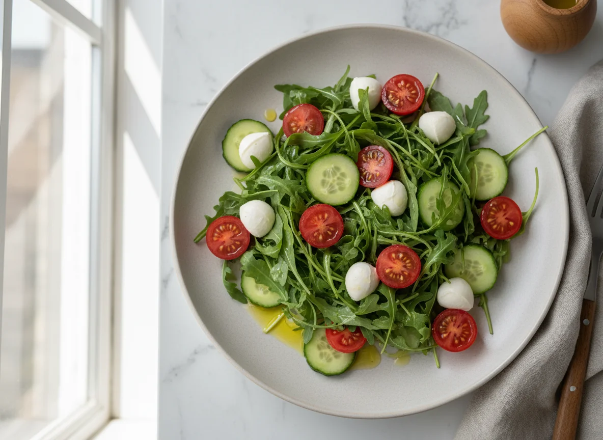 Салат с рукколой, черри и моцареллой photo
