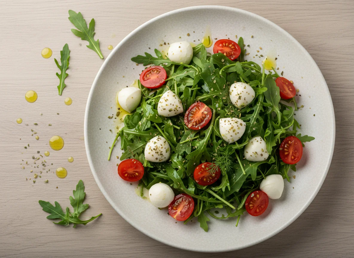 Салат с рукколой, помидорами и моцареллой photo