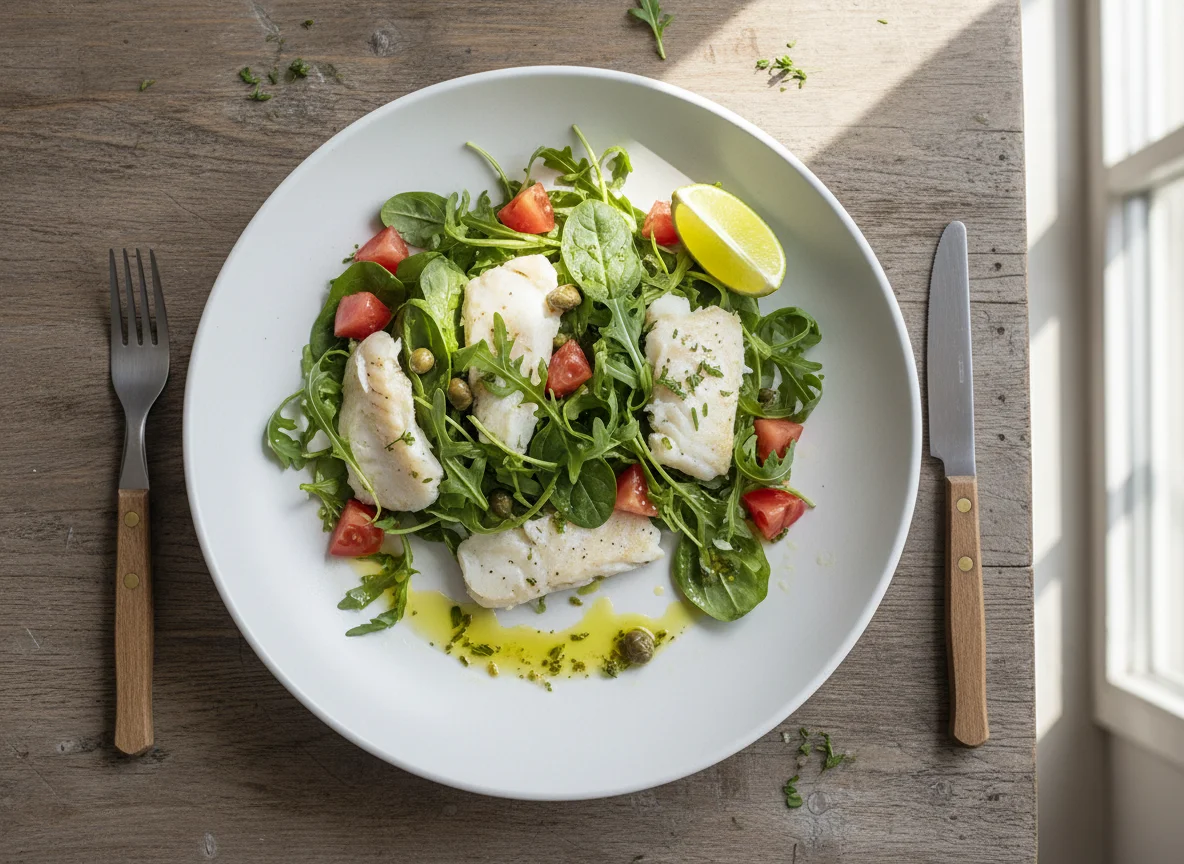 Салат с рыбой и зеленью photo