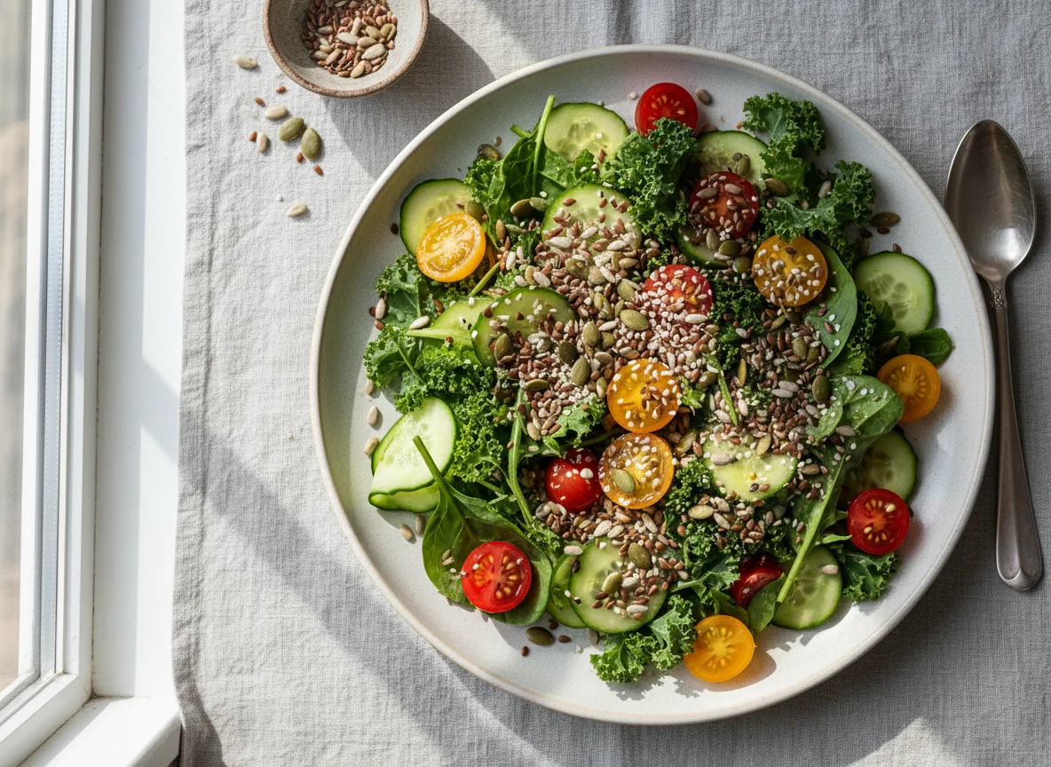 Салат с семенами и овощами photo