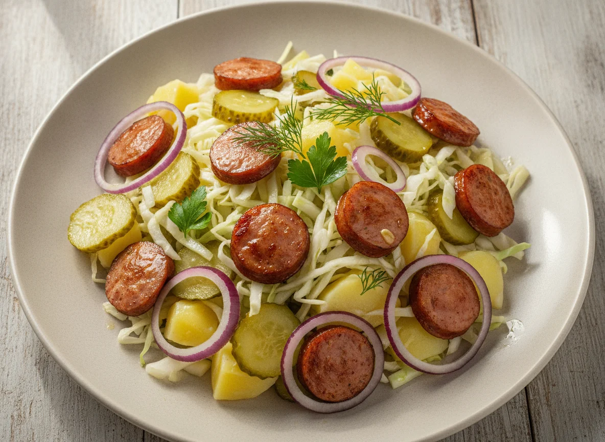 Салат с сосисками и овощами photo
