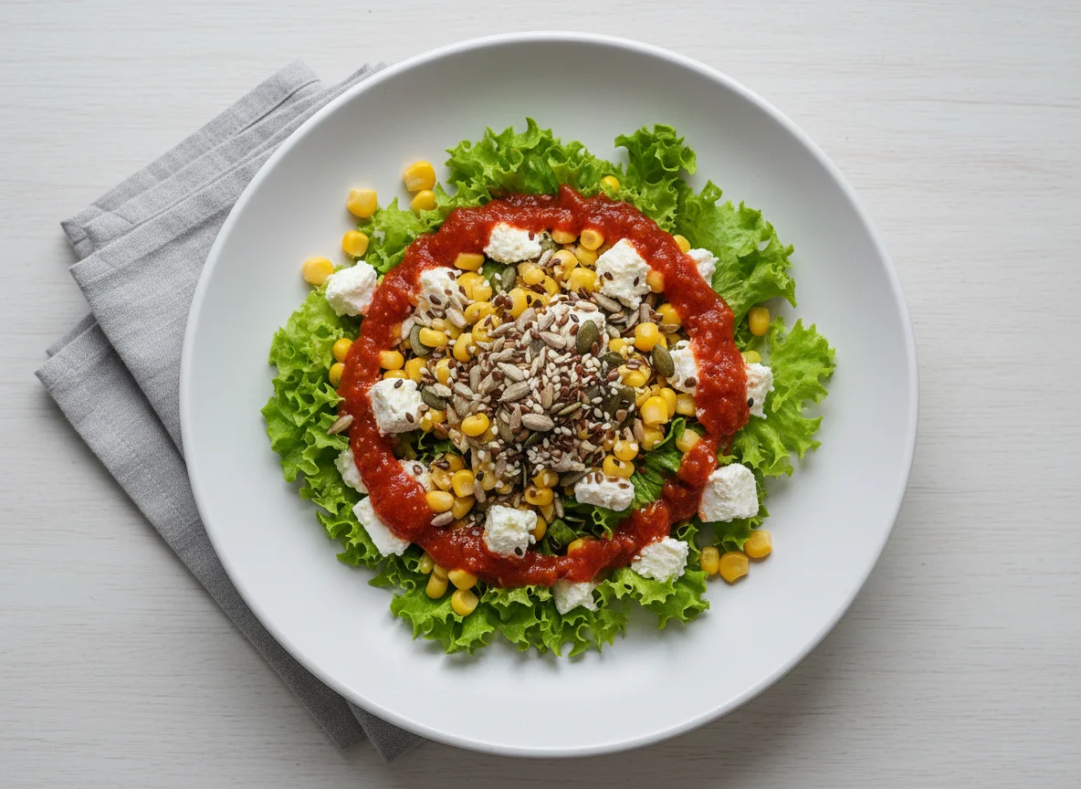 Салат с сыром, кукурузой и семенами photo