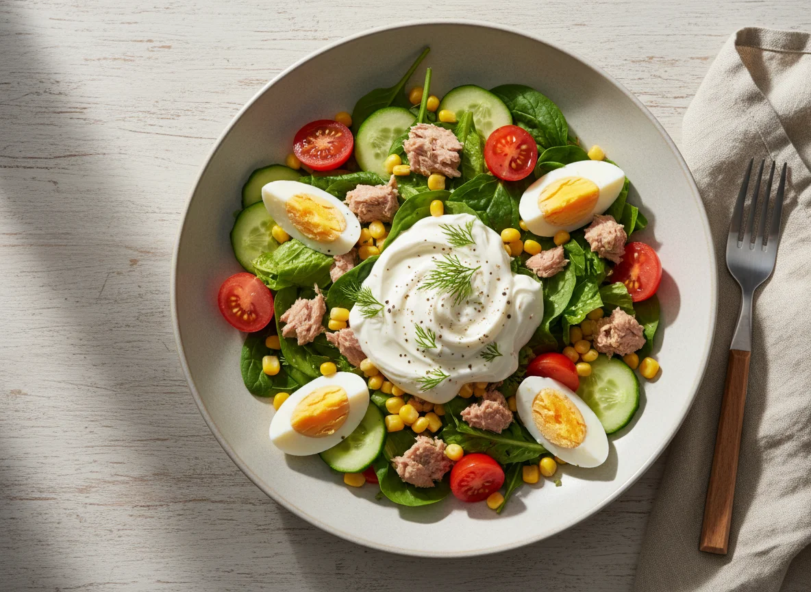 Салат с тунцом и греческим йогуртом photo