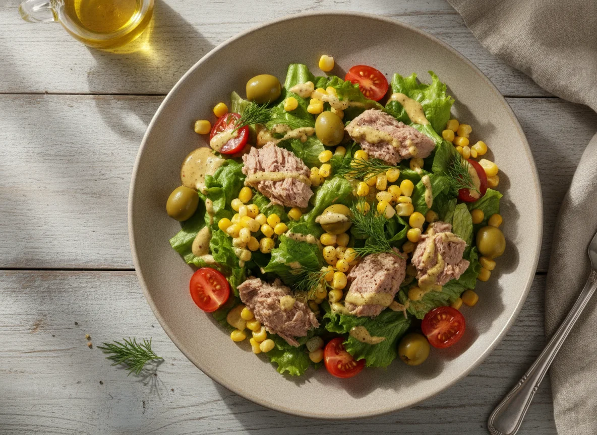 Салат с тунцом и оливками photo