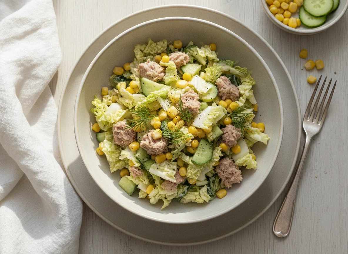 Салат с тунцом, кукурузой и пекинской капустой photo