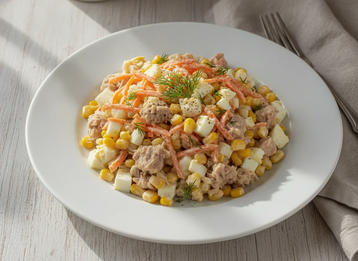 Салат с тунцом, морковью и кукурузой photo