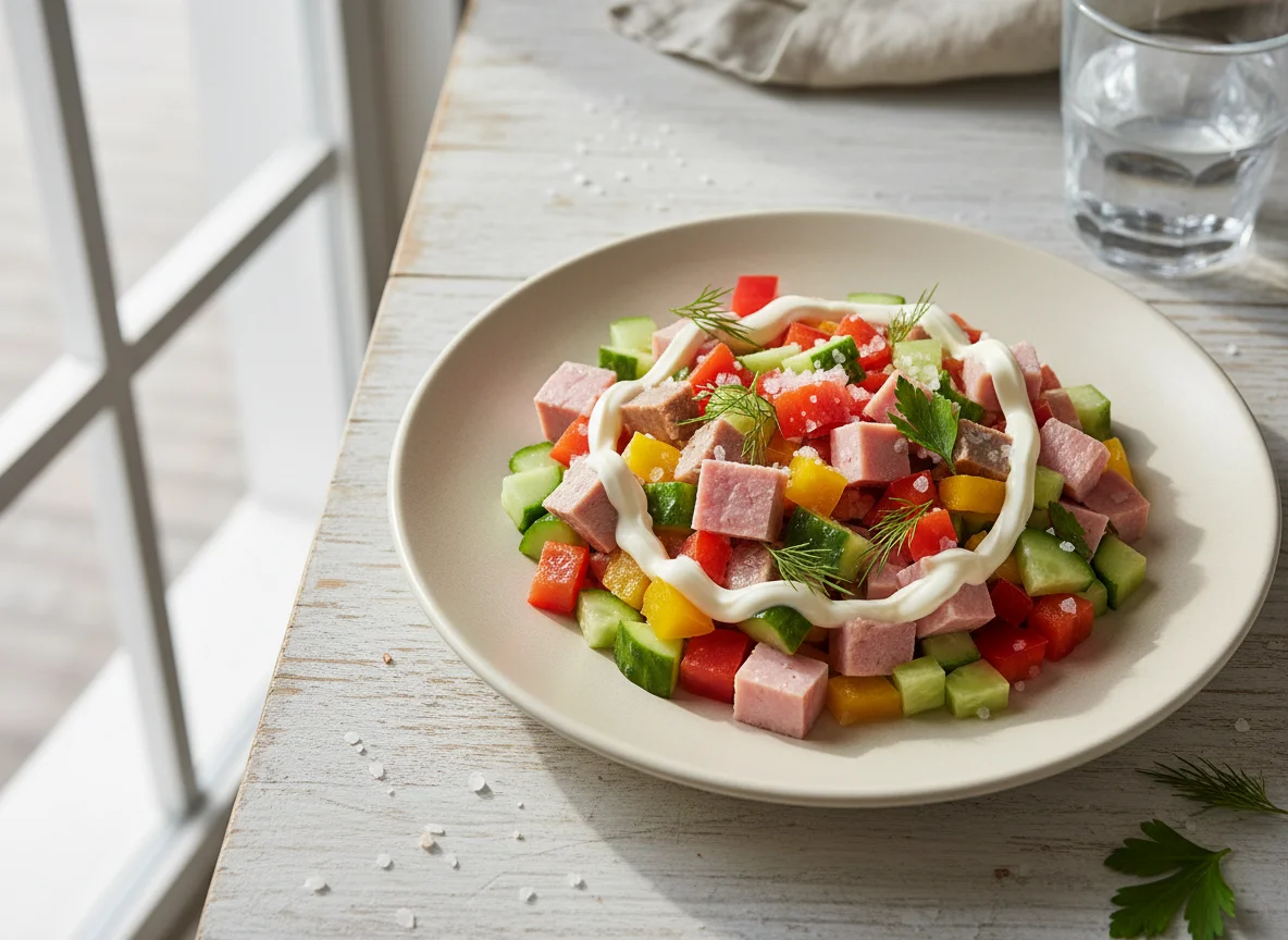 Салат с ветчиной и языком photo