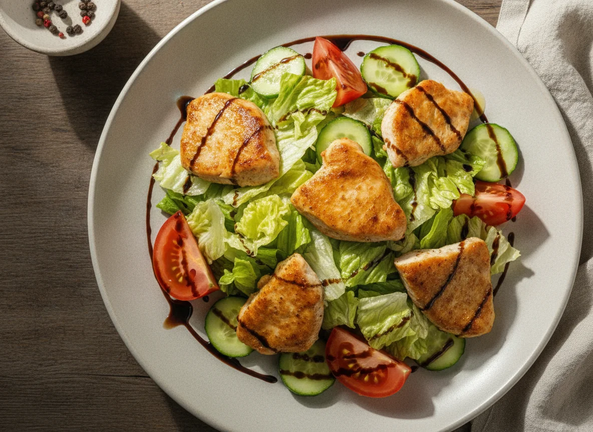 Салат с запеченным куриным филе и овощами photo