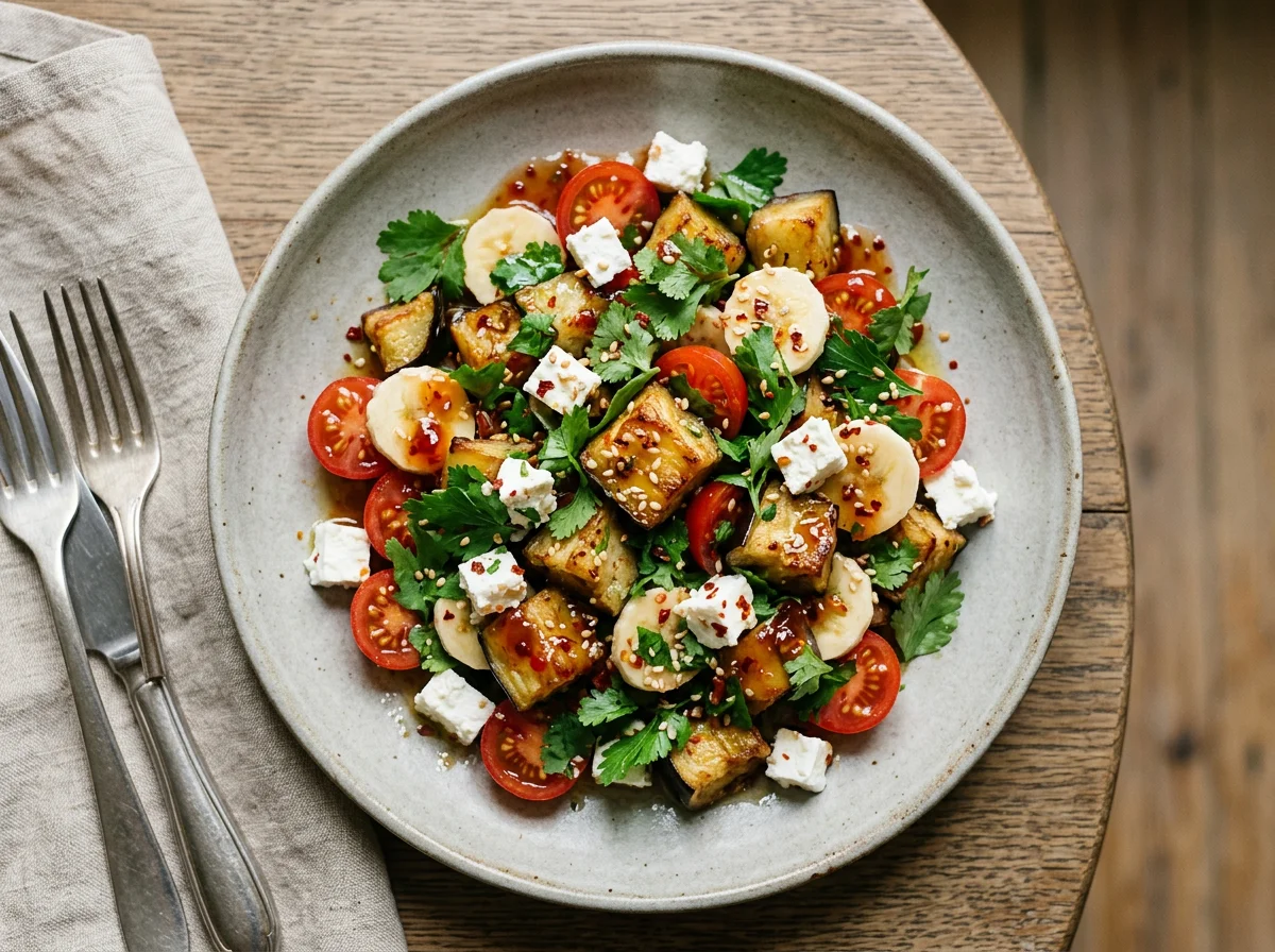 Салат с жареными баклажанами и сыром photo