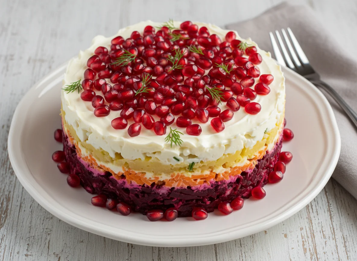 Салат "Сельдь под шубой" с гранатом photo