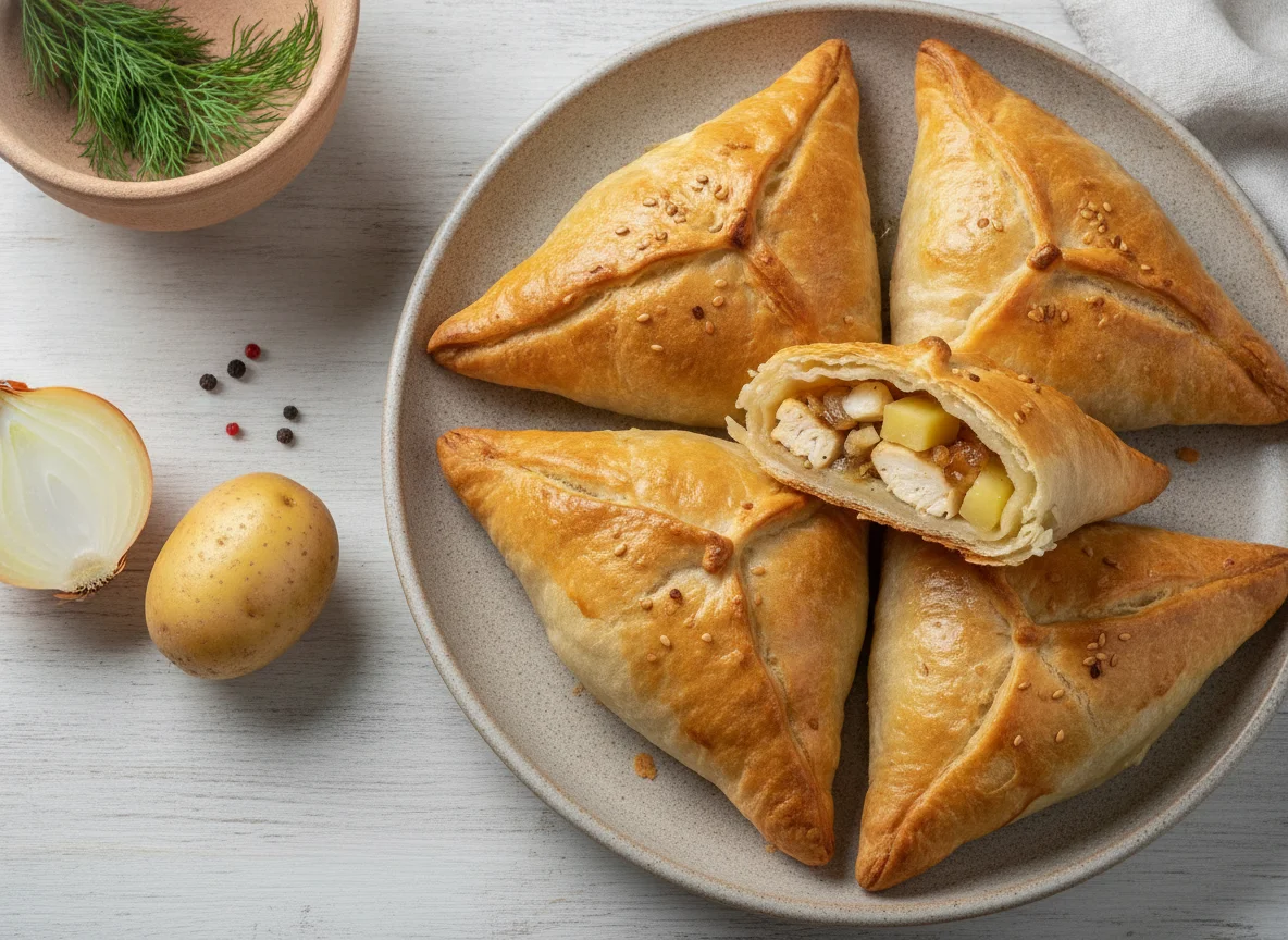 Самса с курицей и картофелем photo