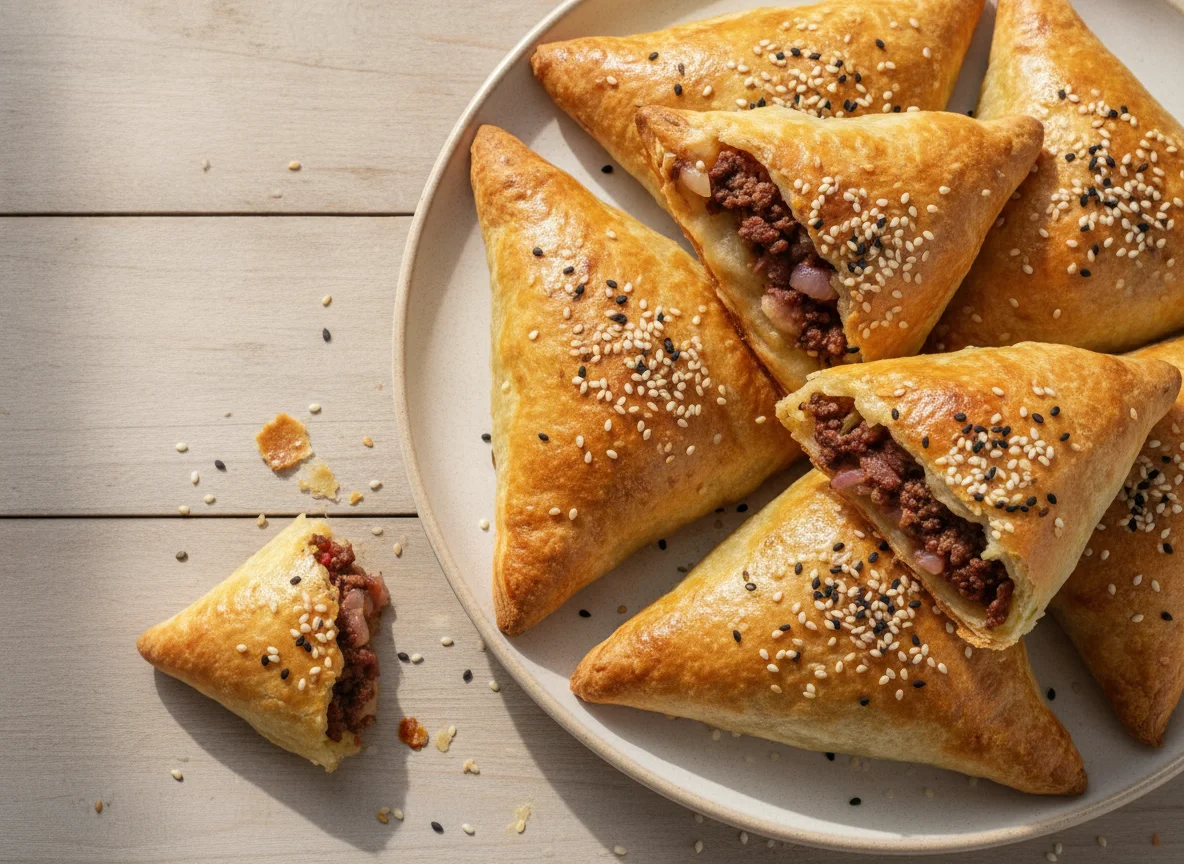 Самса с мясом и кунжутом photo