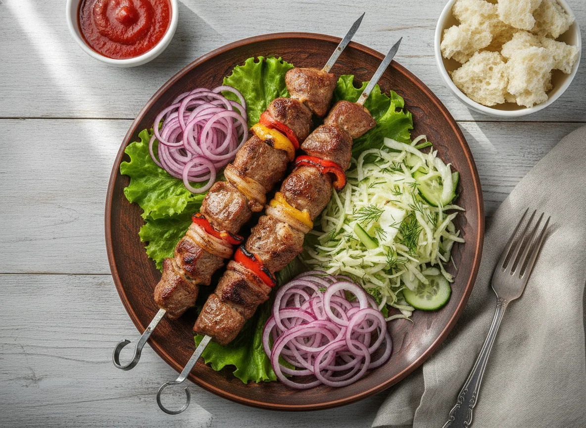 Шашлык из баранины с гарниром photo
