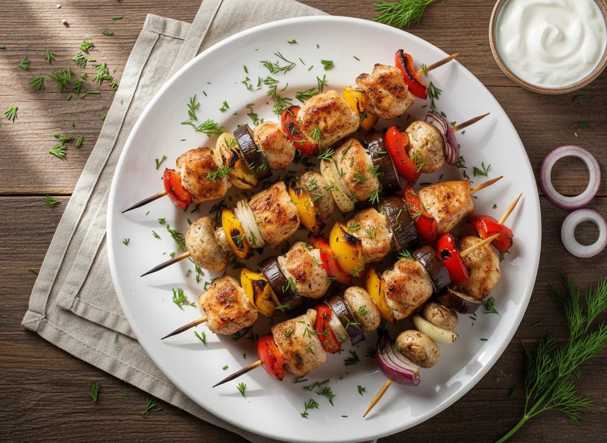 Шашлык из курицы и овощей photo