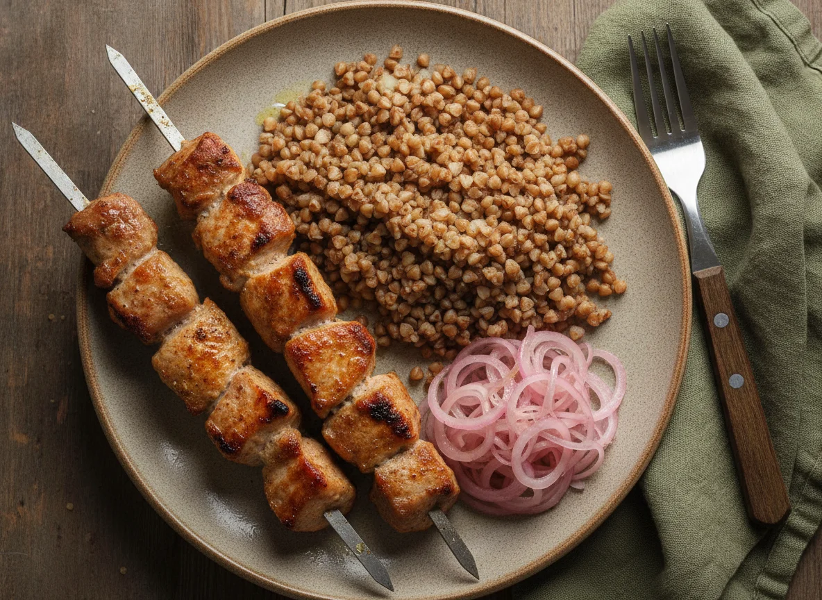 Шашлык из свинины с гречкой photo