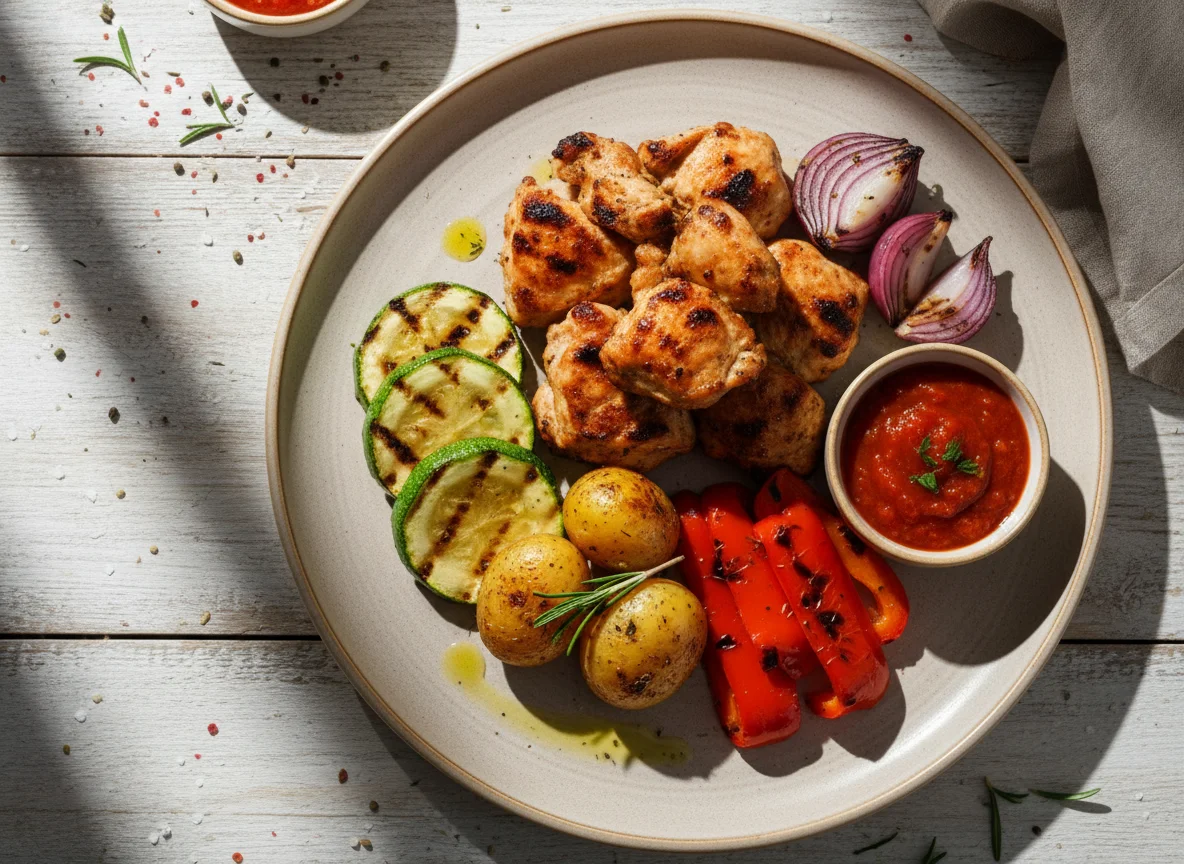 Шашлык куриный с овощами photo