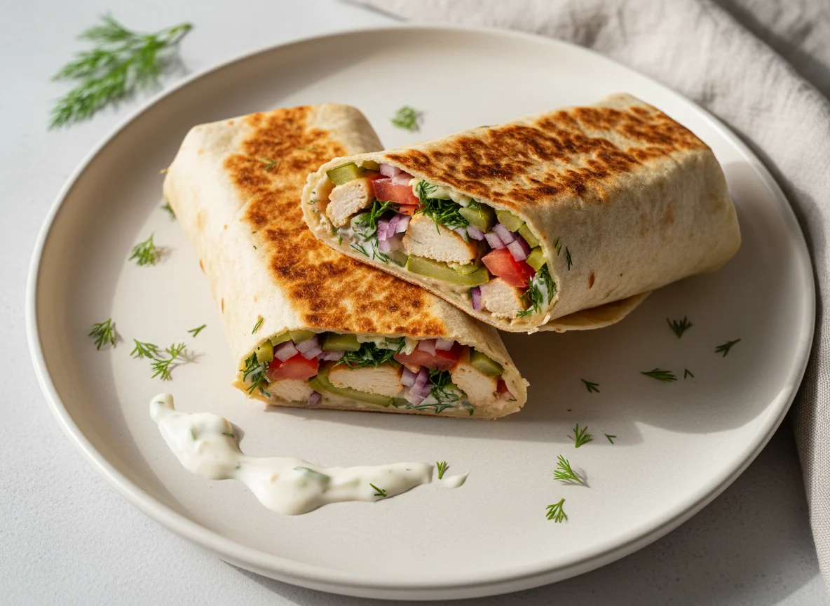 Шаурма или ролл с курицей photo