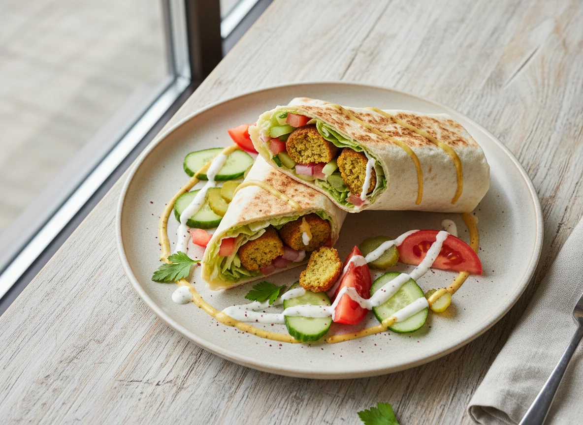 Шаурма с фалафелем и овощами photo