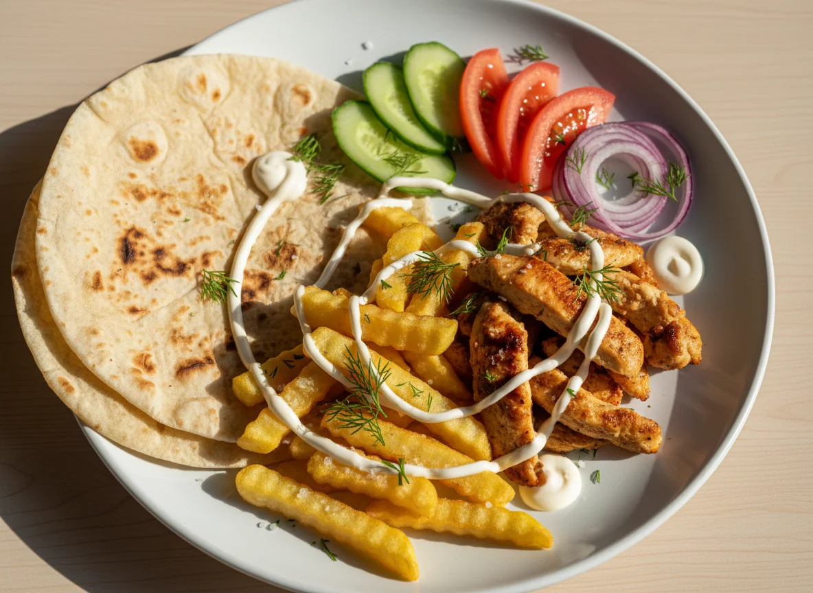 Шаурма с курицей и картофелем фри photo