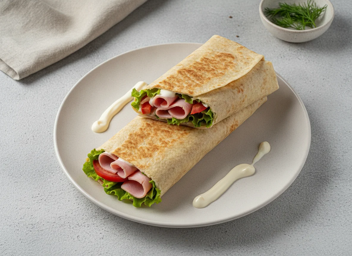 Шаурма с ветчиной и овощами photo