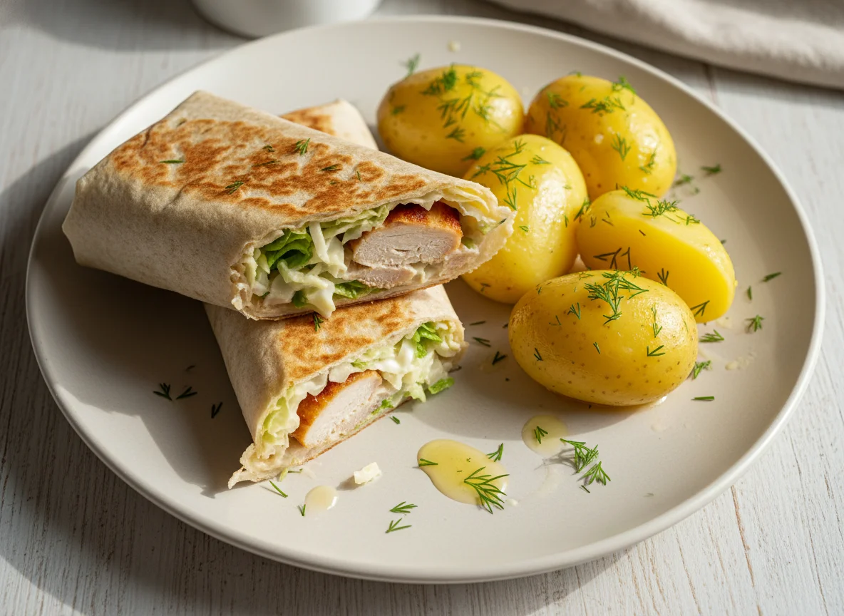 Шаурма в лаваше с отварным картофелем photo