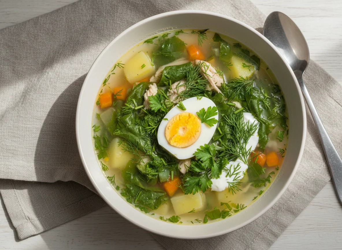 Щавелевый суп с яйцом photo