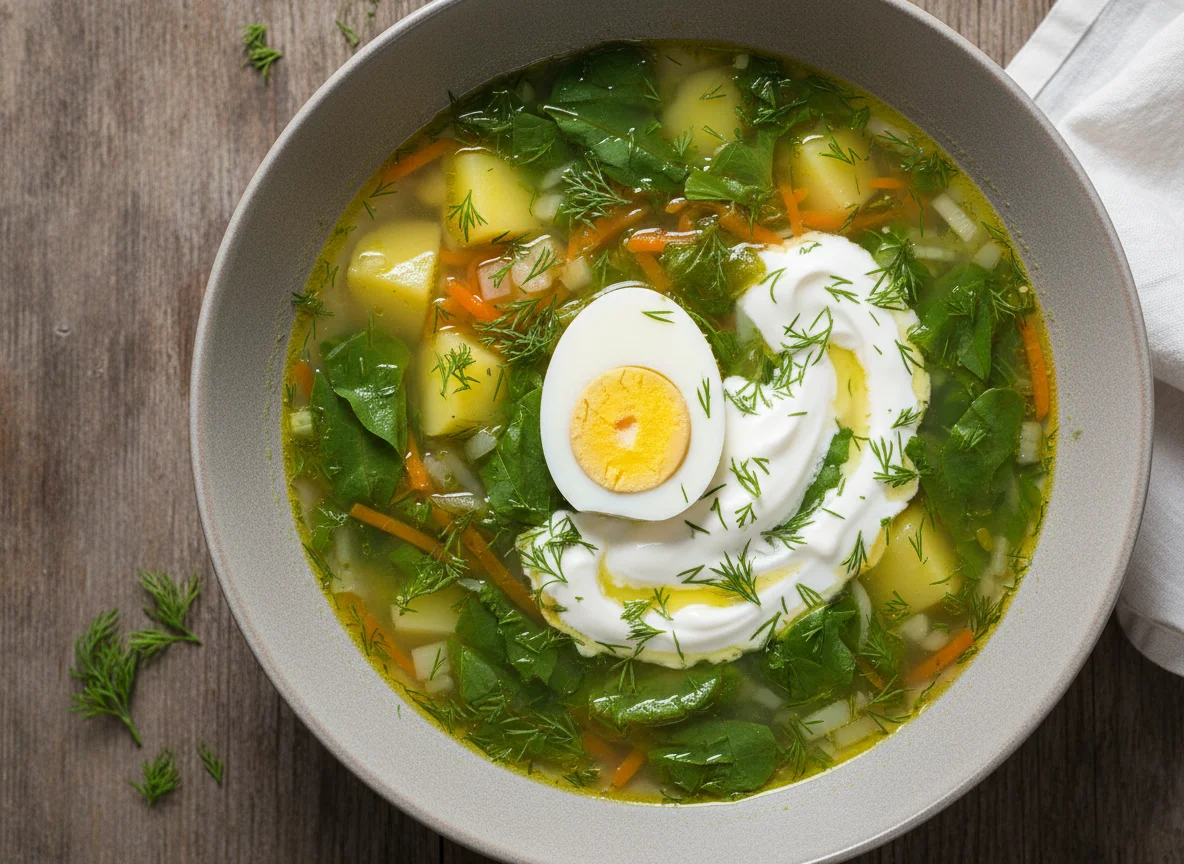 Щавелевый суп со сметаной photo