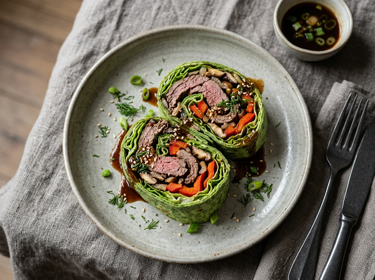 Секретный говяжий рулет со свежими овощами photo