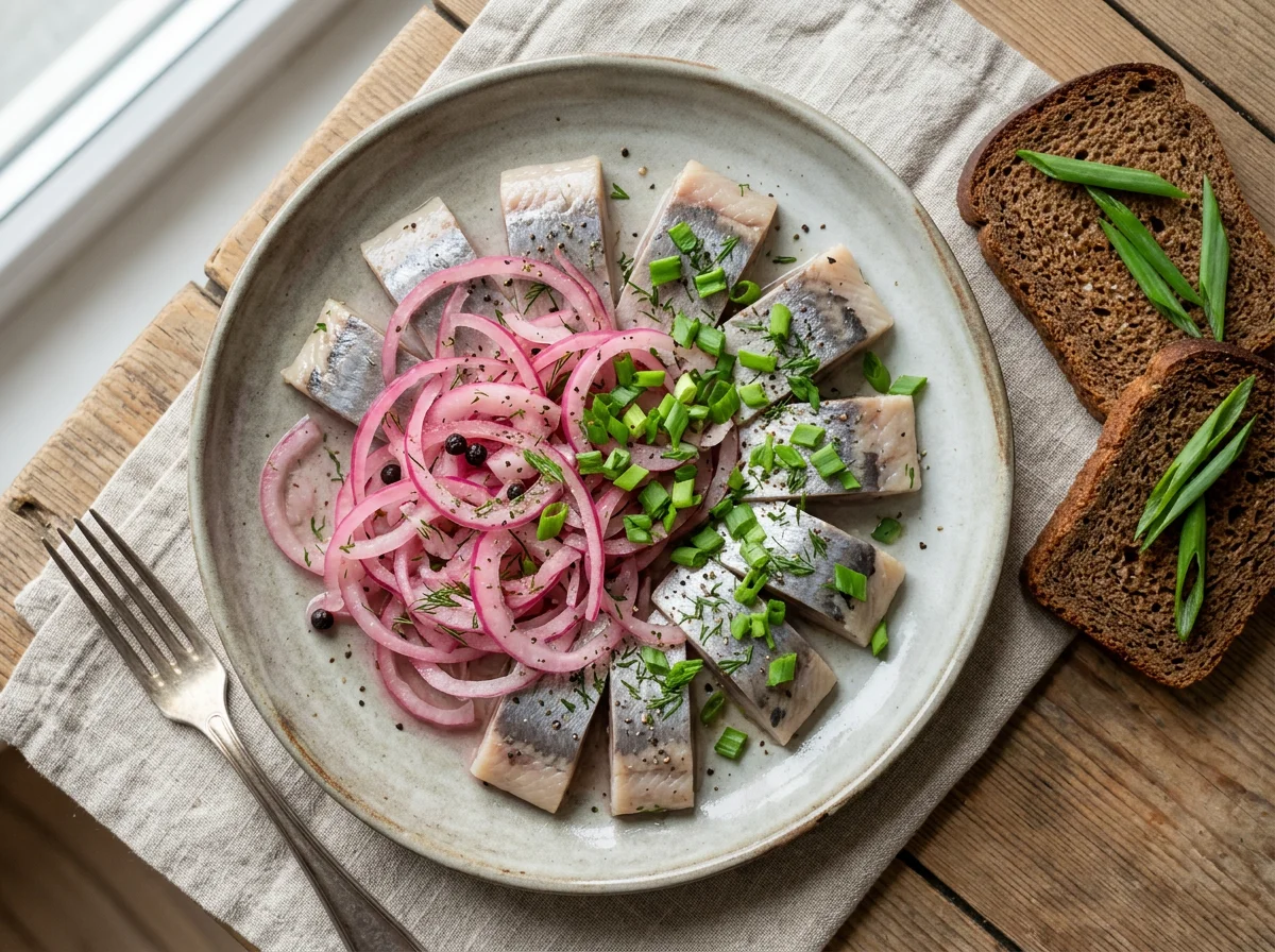 Сельдь под маринованным луком photo